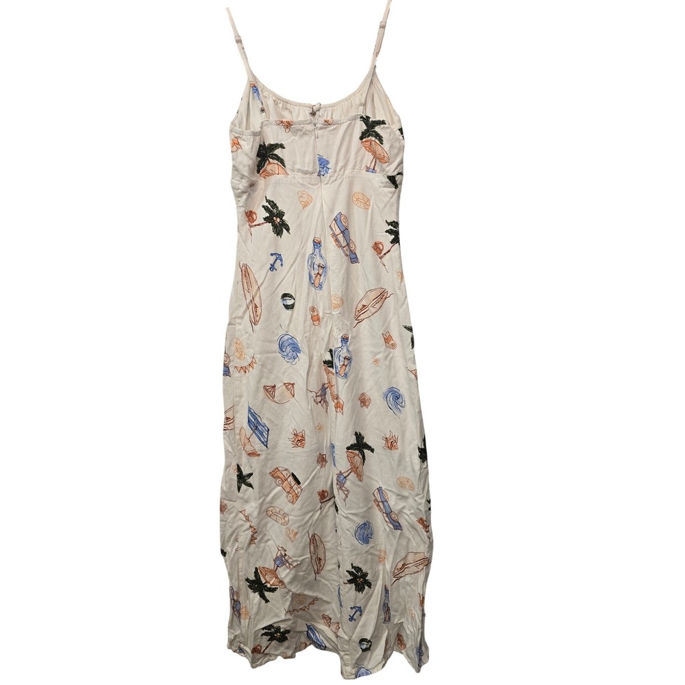 The Workshop Coastal Cottagecore Beach Midi Sundress Palm Tree Print Sz S Preppy